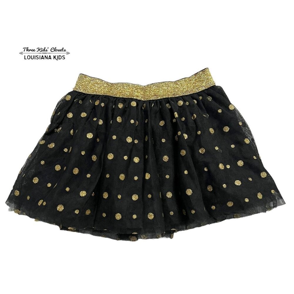 Genuine Kids 4T Black & Gold Glitter Polkadot Tulle Skirt